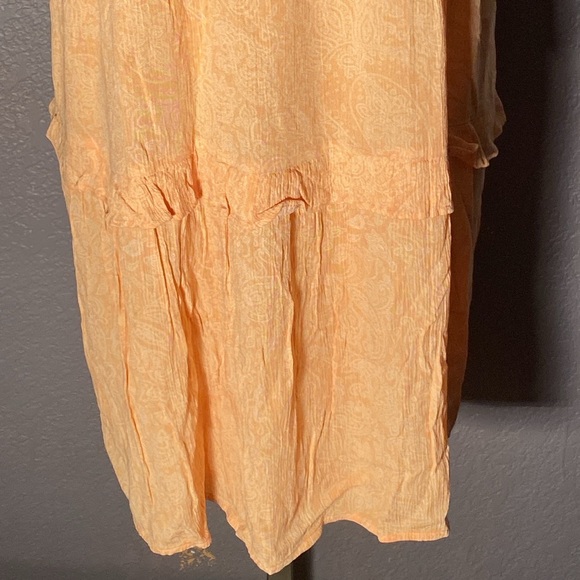 EXPRESS - dress: light orange tiered ruffled lined mini w adjustable straps - L - Picture 3 of 16